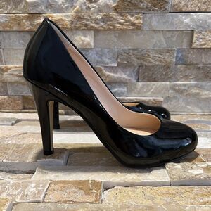 Franco Sarto Black Patent Warren Heels Women's Size 6